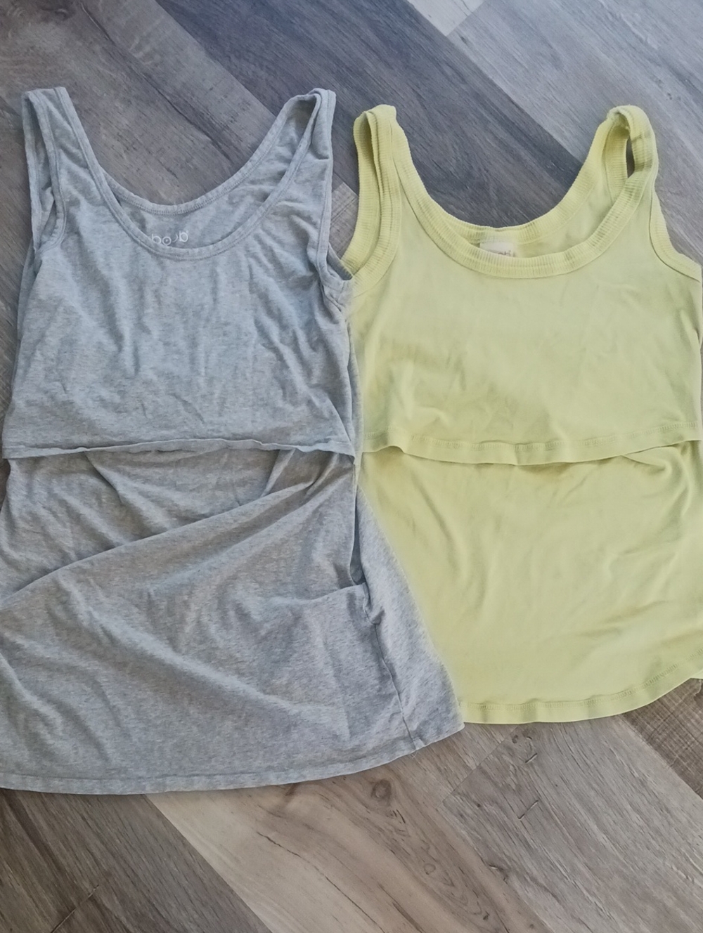 Boob Design Organic Cotton Layered Nursing Tank - Gray & Light Yellow